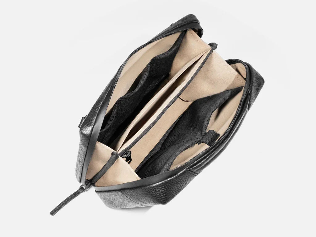 High Quality Man Sling Bag 132 Essential Case Pro Black Granular Texture PU Multi-use as a Organiser Mens Crossbody Bag