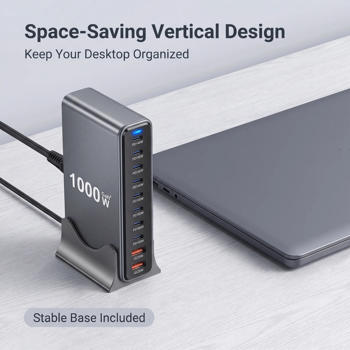 Multi-Device 1000W USB-C Hub Desktop Charger 10-Port PD3.1 GaN Fast Charging Station Adapters for Laptop Phone Dropshipping Hot