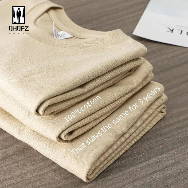 12 Color Oversized Heavyweight T Shirt for Men Summer Short Sleeve Tee 100% Cotton Plain Top Casual Men's Clothing