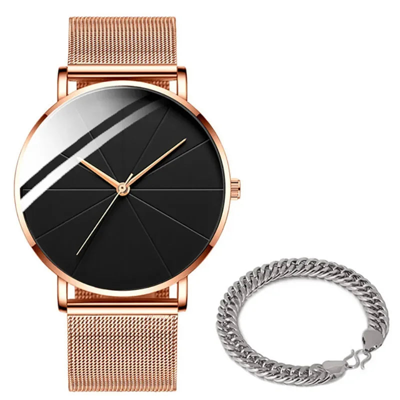 Minimalist Men's Fashion Watches Simple Men Business Ultra Thin Stainless Steel Mesh Belt Quartz Watch relogio masculino
