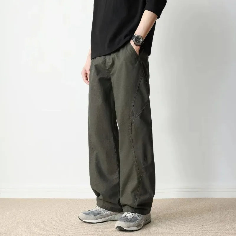 Men's Wide-Leg Cargo Pants - Relaxed Fit Casual Trousers