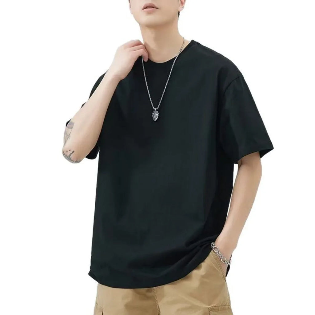Mens Oversized T-Shirts Fashion Loose Fit Crewneck Tshirt Streetwear Heavyweight Short Sleeve Tee Shirt Gym Workout Tops