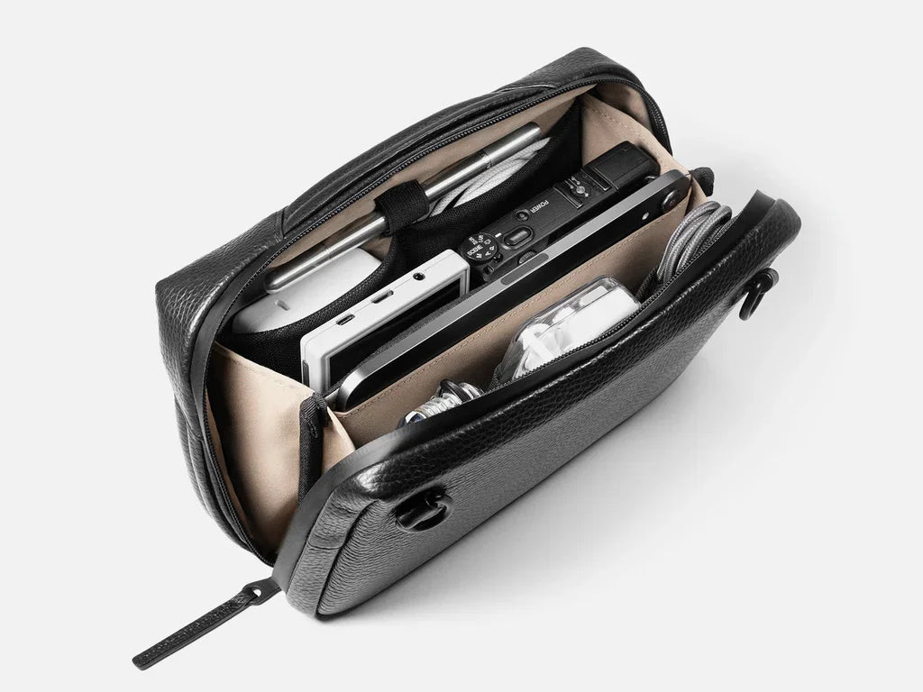 High Quality Man Sling Bag 132 Essential Case Pro Black Granular Texture PU Multi-use as a Organiser Mens Crossbody Bag