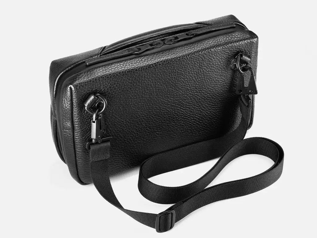 High Quality Man Sling Bag 132 Essential Case Pro Black Granular Texture PU Multi-use as a Organiser Mens Crossbody Bag