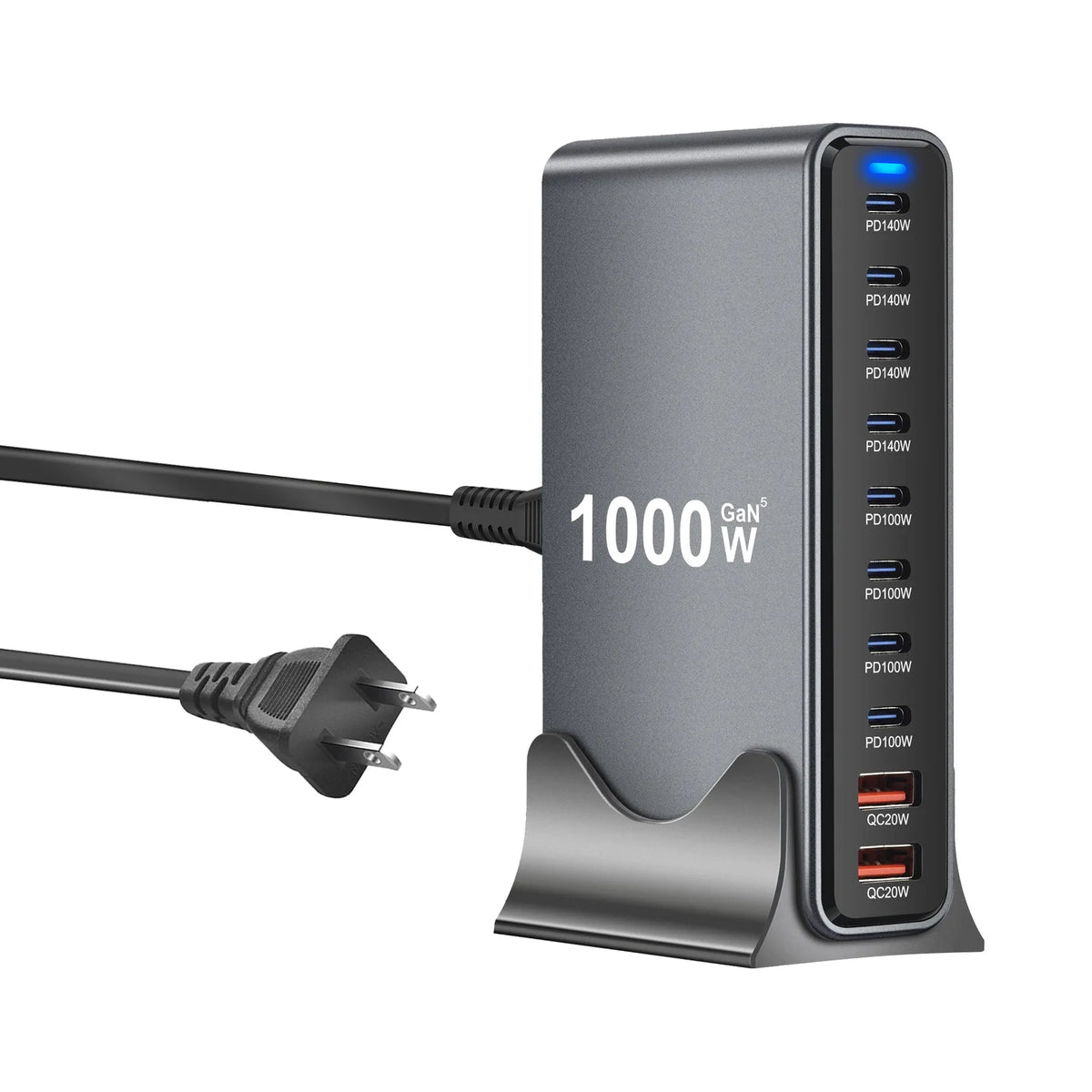 Multi-Device 1000W USB-C Hub Desktop Charger 10-Port PD3.1 GaN Fast Charging Station Adapters for Laptop Phone Dropshipping Hot