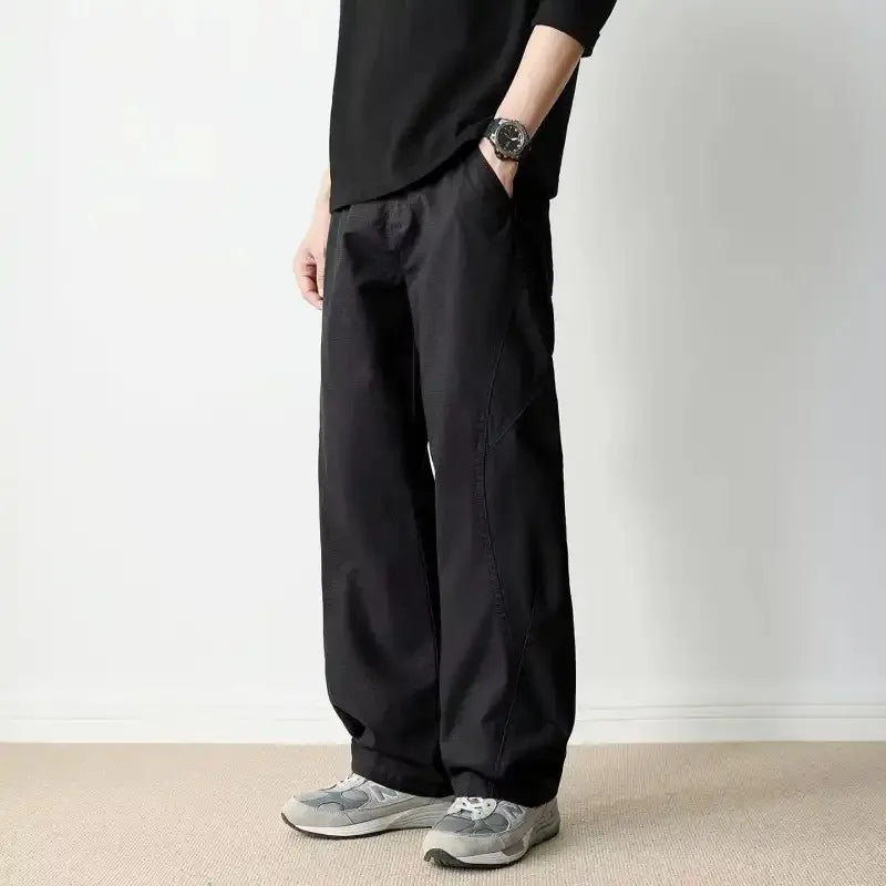 Men's Wide-Leg Cargo Pants - Relaxed Fit Casual Trousers