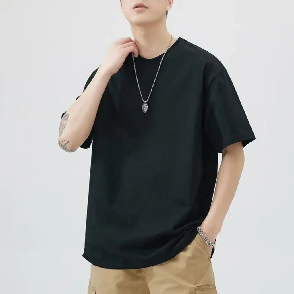 Mens Oversized T-Shirts Fashion Loose Fit Crewneck Tshirt Streetwear Heavyweight Short Sleeve Tee Shirt Gym Workout Tops