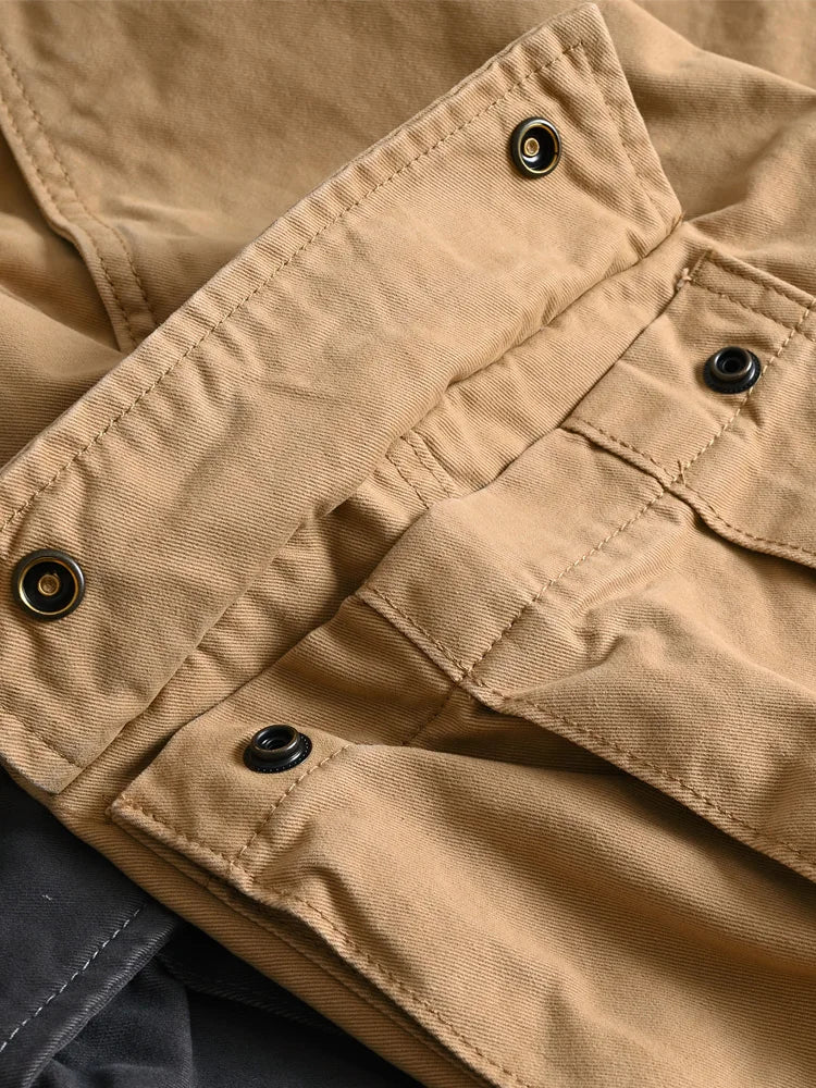 Heavyweight 100% Cotton Workwear Pants American Classic Straight Fit Relaxed Cargo Trousers for Men Multi-Pocket Outdoor Casual