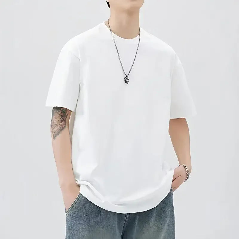 Mens Oversized T-Shirts Fashion Loose Fit Crewneck Tshirt Streetwear Heavyweight Short Sleeve Tee Shirt Gym Workout Tops