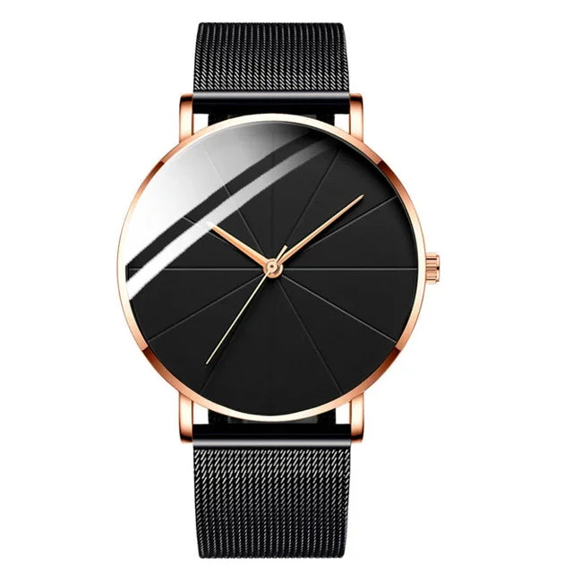 Minimalist Men's Fashion Watches Simple Men Business Ultra Thin Stainless Steel Mesh Belt Quartz Watch relogio masculino