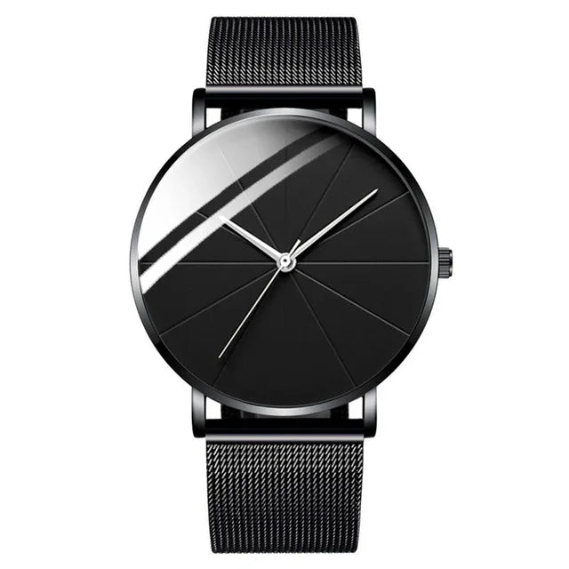 Minimalist Men's Fashion Watches Simple Men Business Ultra Thin Stainless Steel Mesh Belt Quartz Watch relogio masculino