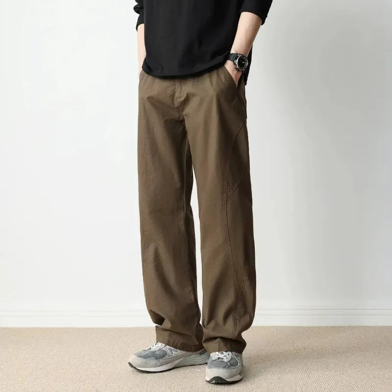 Men's Wide-Leg Cargo Pants - Relaxed Fit Casual Trousers