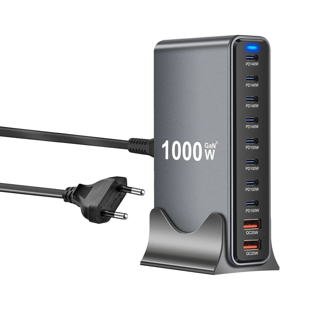Multi-Device 1000W USB-C Hub Desktop Charger 10-Port PD3.1 GaN Fast Charging Station Adapters for Laptop Phone Dropshipping Hot