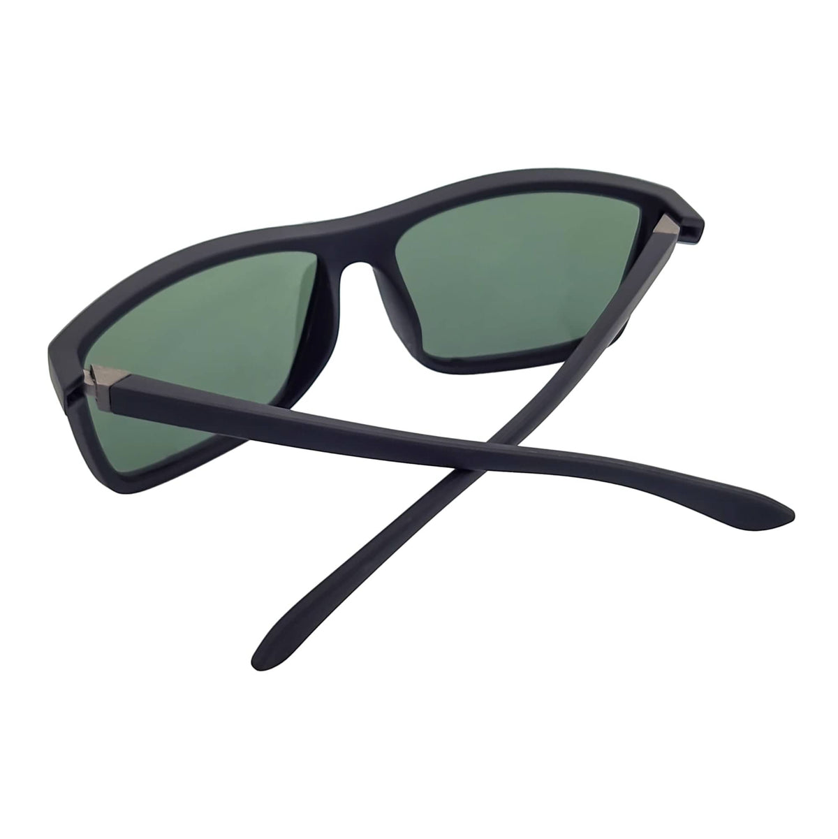 BRISTOL - Polarized Rectangle Sunglasses Soft Matte Black Green