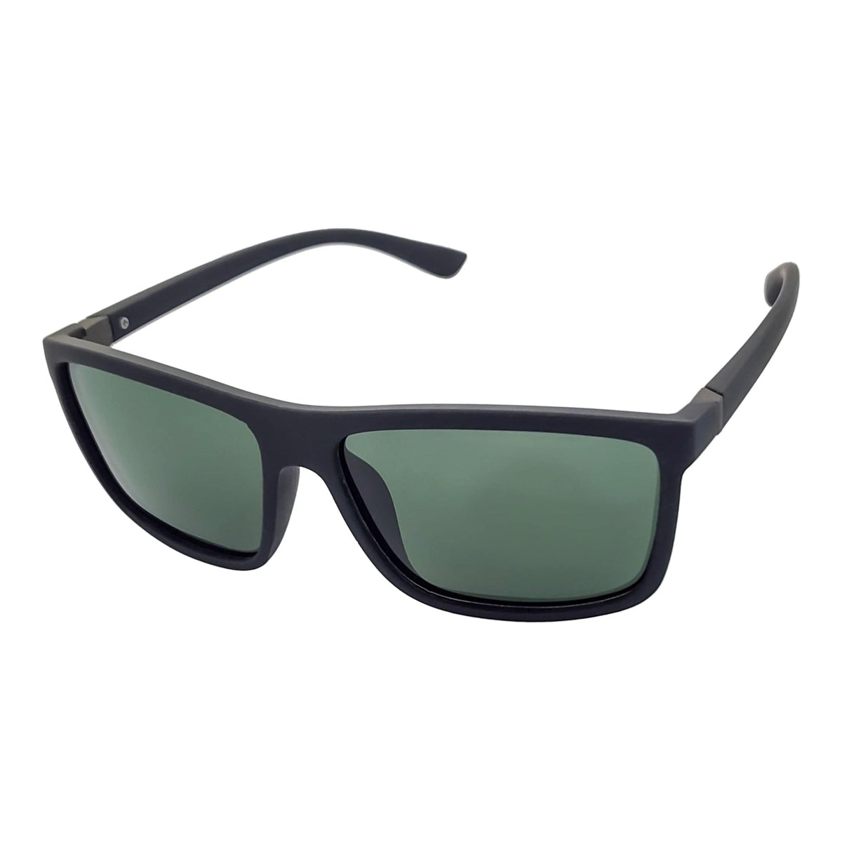 BRISTOL - Polarized Rectangle Sunglasses Soft Matte Black Green