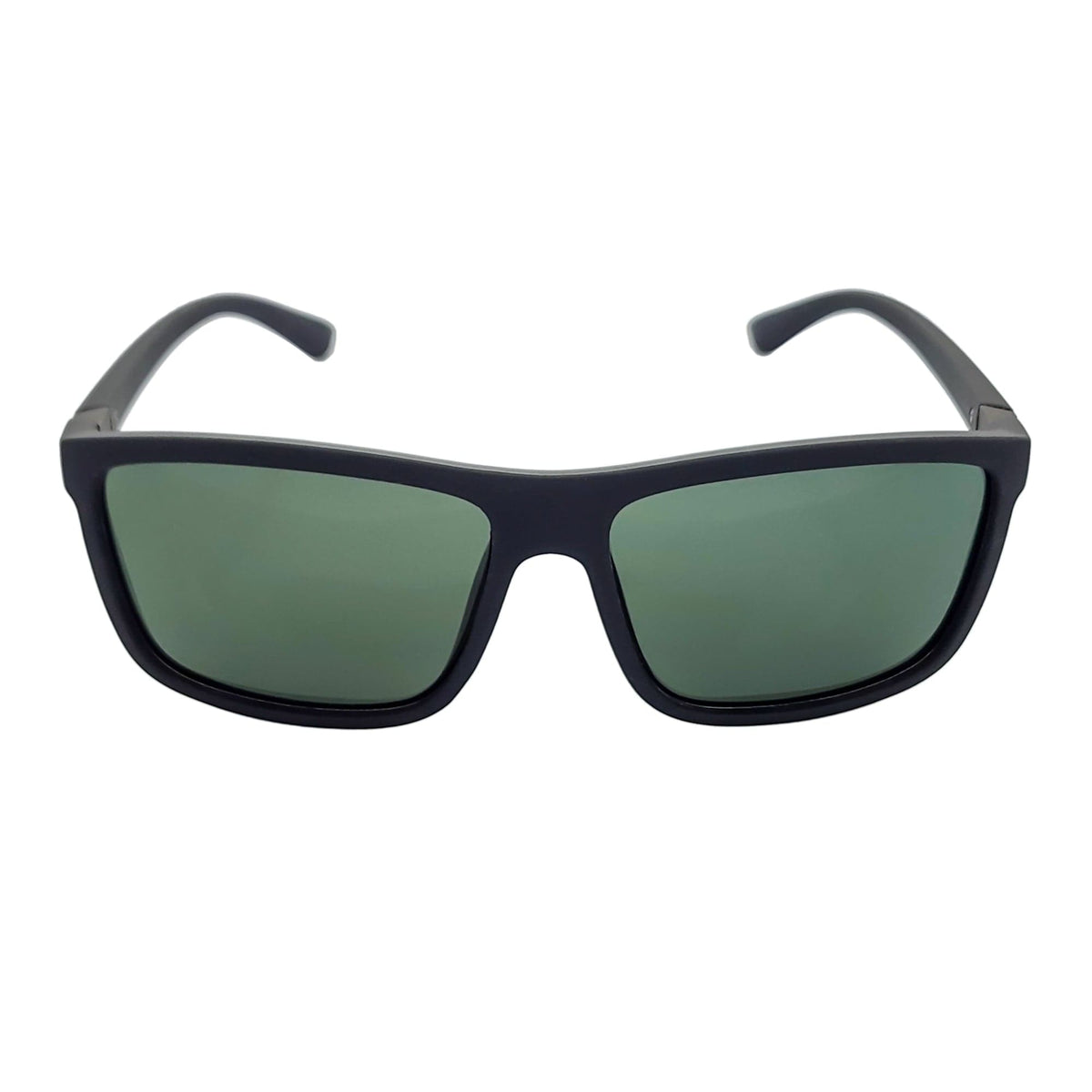BRISTOL - Polarized Rectangle Sunglasses Soft Matte Black Green