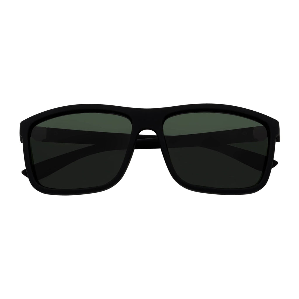 BRISTOL - Polarized Rectangle Sunglasses Soft Matte Black Green